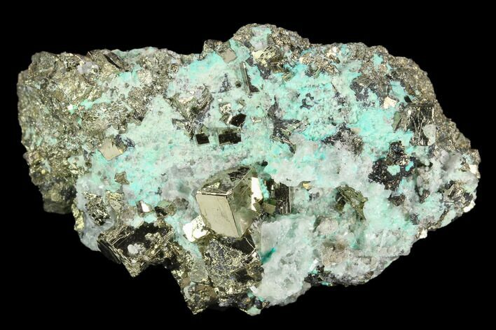 Cubic Pyrite and Chrysocolla Association - Peru #126582